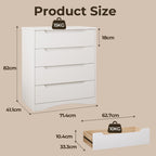 Bealife AP22 Commode avec 4 tiroirs et socle surélevé, imperméable pour chambre à coucher, salle de bain et entrée