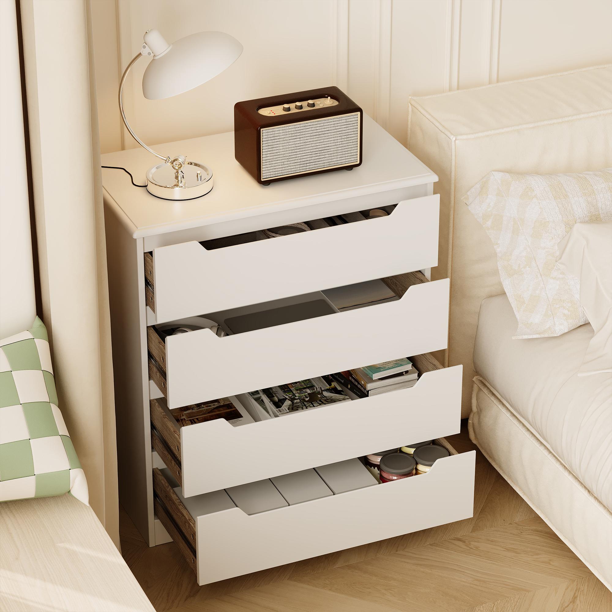 Bealife AP22 Commode avec 4 tiroirs et socle surélevé, imperméable pour chambre à coucher, salle de bain et entrée