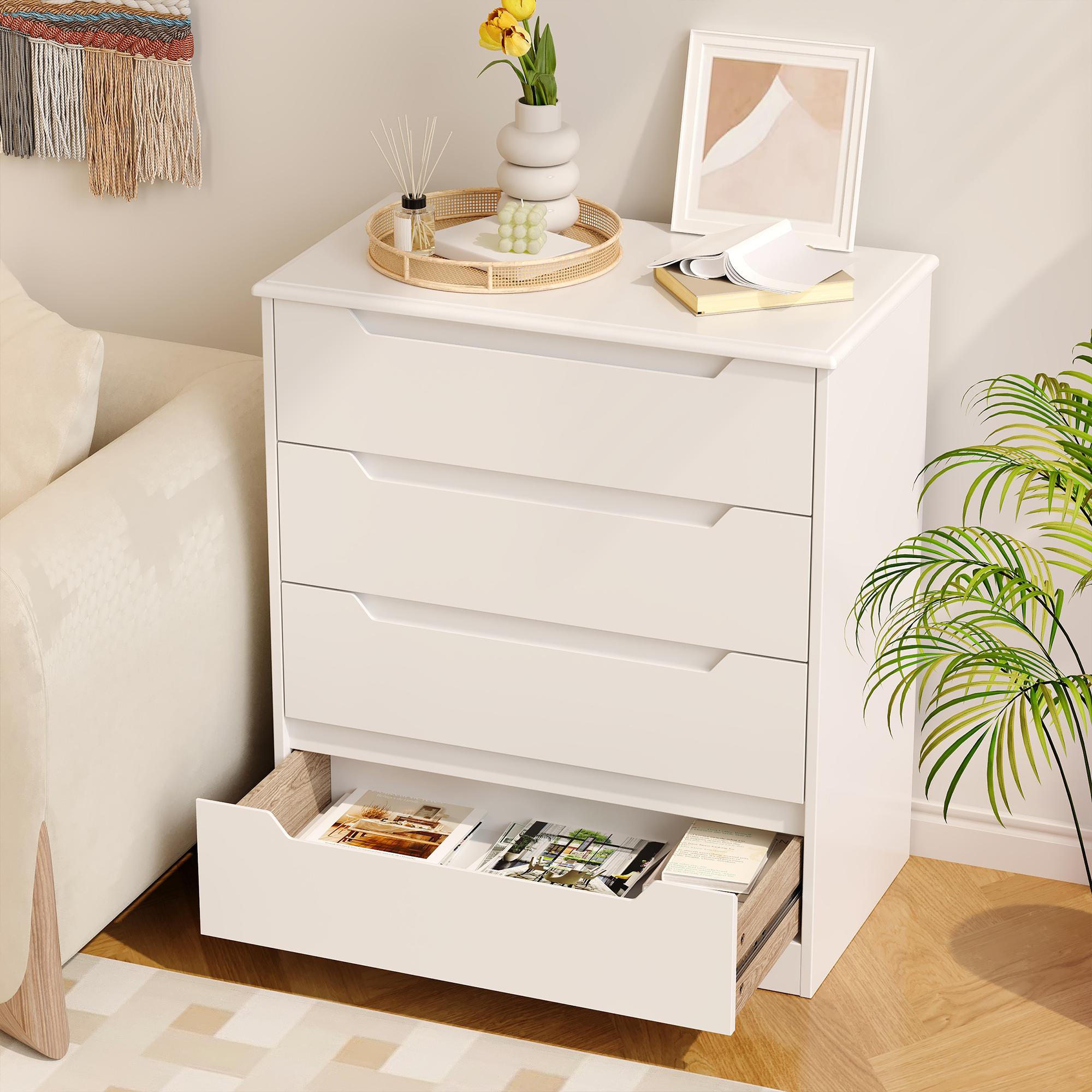 Bealife AP22 Commode avec 4 tiroirs et socle surélevé, imperméable pour chambre à coucher, salle de bain et entrée