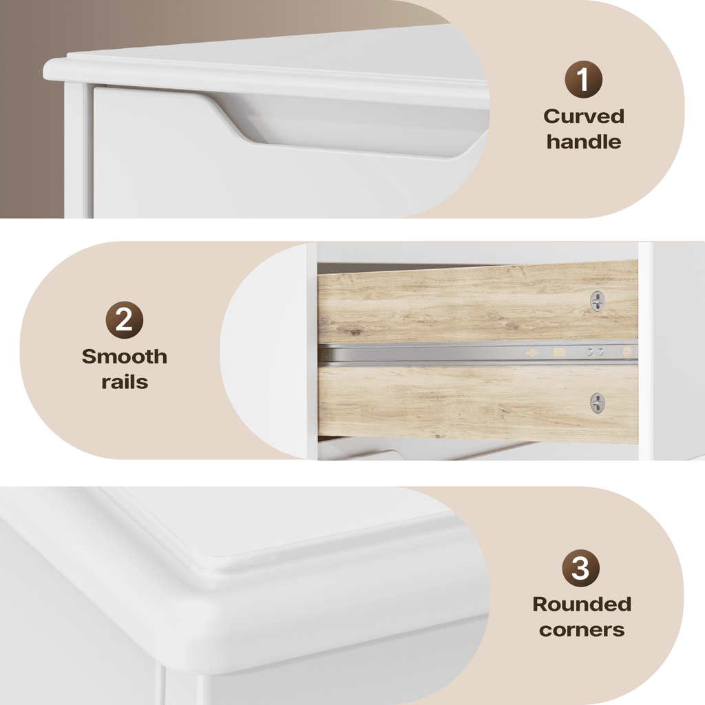 Bealife AP23 Commode avec 2 petits et 3 grands tiroirs, étanche pour chambre, salle de bain et entrée