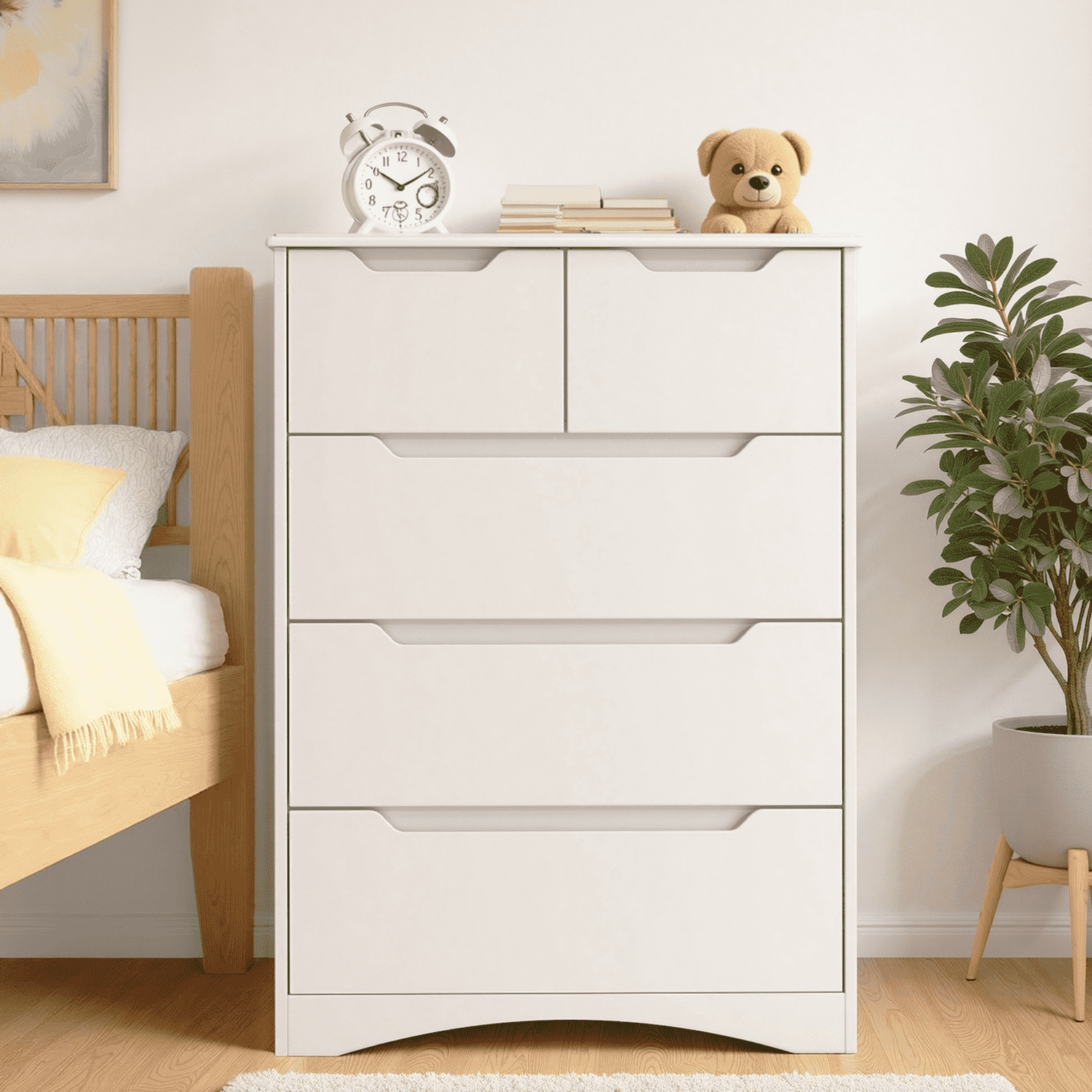 Bealife AP23 Commode avec 2 petits et 3 grands tiroirs, étanche pour chambre, salle de bain et entrée
