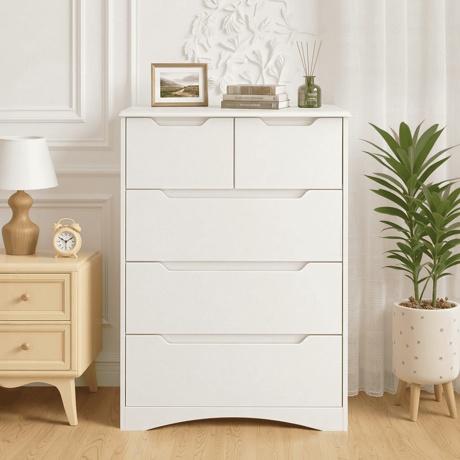 Bealife AP23 Commode avec 2 petits et 3 grands tiroirs, étanche pour chambre, salle de bain et entrée