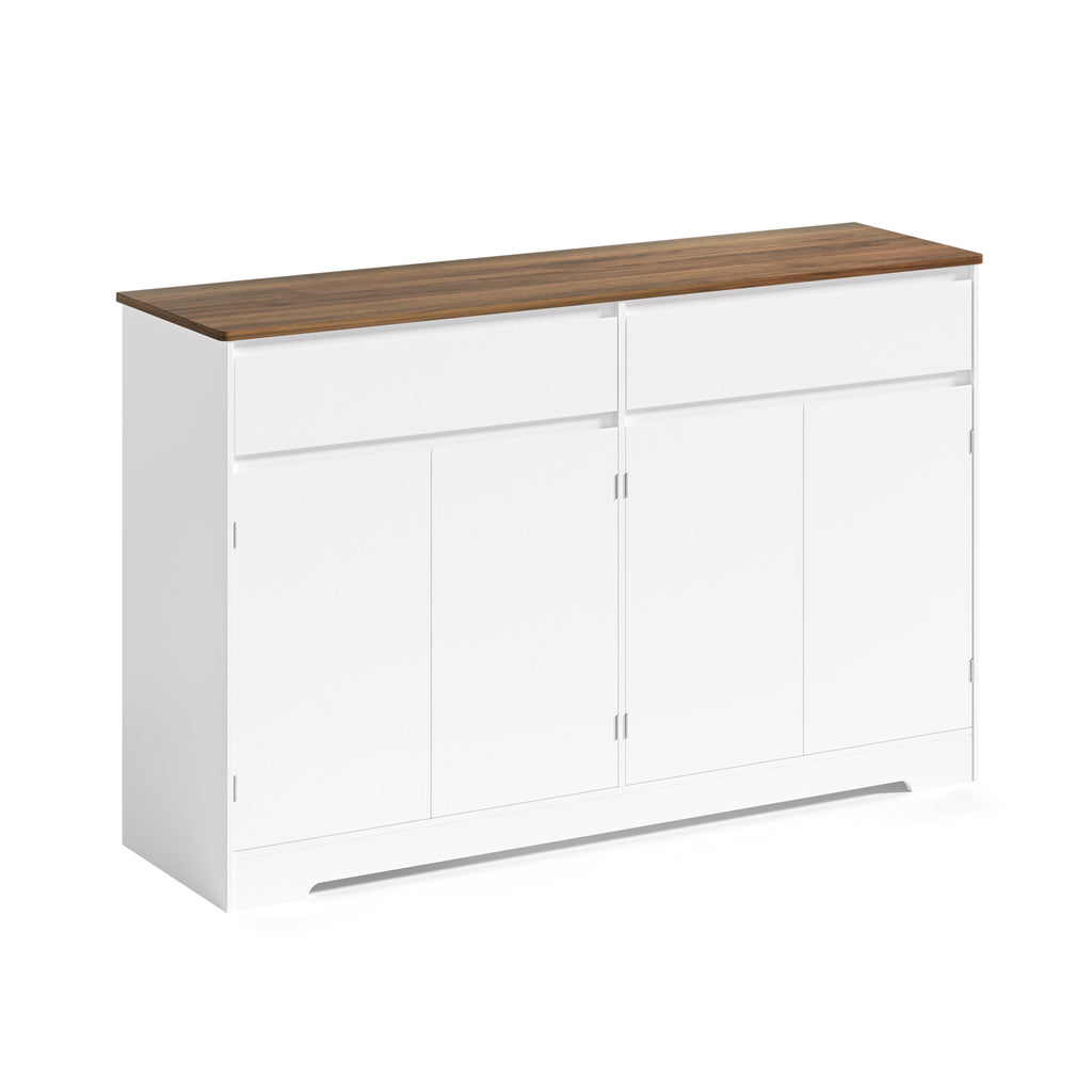 Bealife AP55 Buffet de cuisine avec 2 tiroirs et 4 portes, 140×40×89 cm, buffets de style rétro avec dispositif anti-basculement