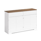 Bealife AP55 Buffet de cuisine avec 2 tiroirs et 4 portes, 140×40×89 cm, buffets de style rétro avec dispositif anti-basculement