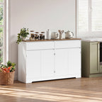 Bealife AP55 Buffet de cuisine avec 2 tiroirs et 4 portes, 140×40×89 cm, buffets de style rétro avec dispositif anti-basculement