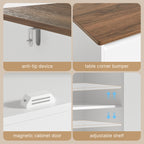 Bealife AP55 Buffet de cuisine avec 2 tiroirs et 4 portes, 140×40×89 cm, buffets de style rétro avec dispositif anti-basculement