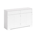 Bealife AP55 Buffet de cuisine avec 2 tiroirs et 4 portes, 140×40×89 cm, buffets de style rétro avec dispositif anti-basculement