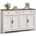 Bealife AP59 Buffet de cuisine avec 2 tiroirs et 4 portes, 140×40×90 cm, Bahut de style rétro avec dispositif anti-basculement