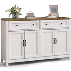 Bealife AP59 Buffet de cuisine avec 2 tiroirs et 4 portes, 140×40×90 cm, Bahut de style rétro avec dispositif anti-basculement