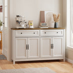 Bealife AP59 Buffet de cuisine avec 2 tiroirs et 4 portes, 140×40×90 cm, Bahut de style rétro avec dispositif anti-basculement