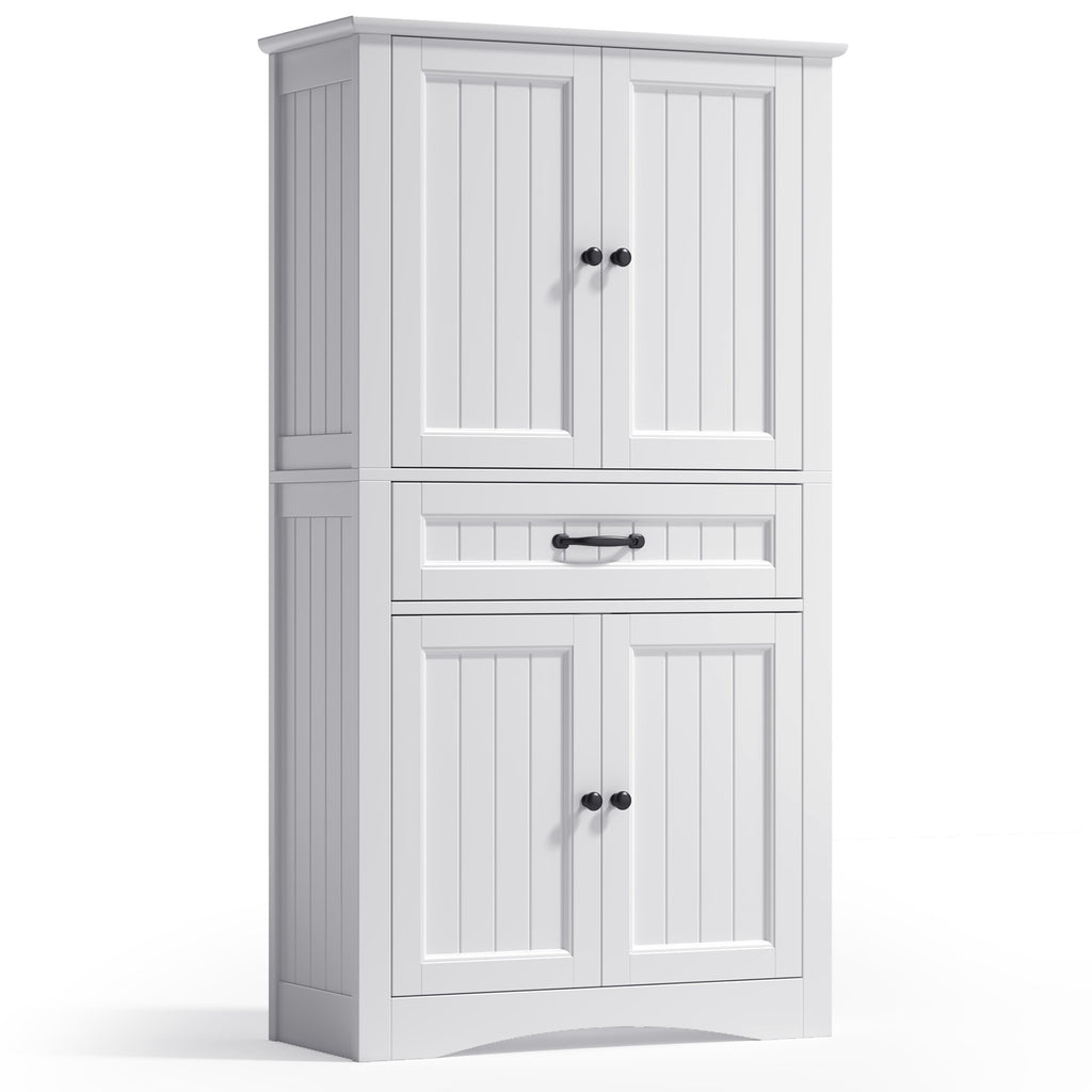 Bealife AP68 Colonne de salle de bain 73×31×132 cm, avec 4 portes, 1 tiroir et étagères réglables