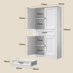 Bealife AP68 Colonne de salle de bain 73×31×132 cm, avec 4 portes, 1 tiroir et étagères réglables