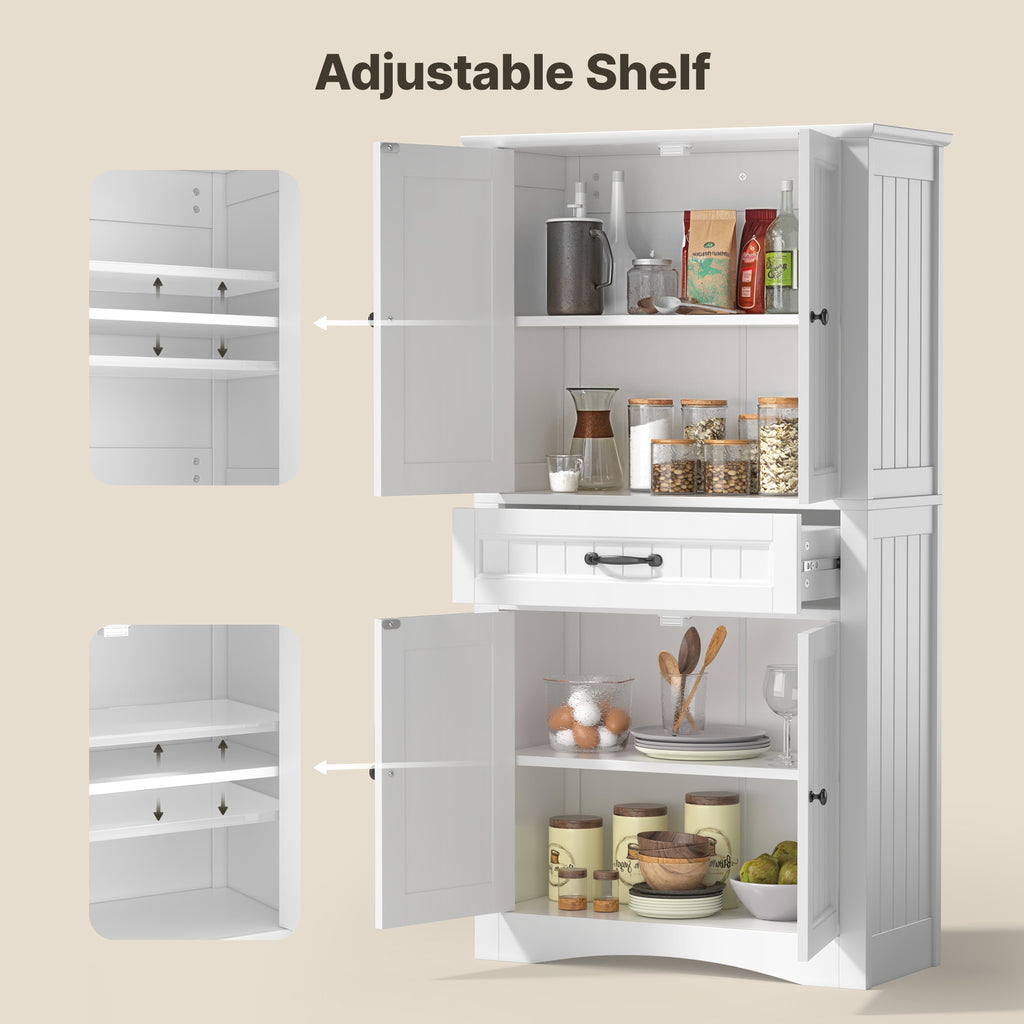 Bealife AP68 Colonne de salle de bain 73×31×132 cm, avec 4 portes, 1 tiroir et étagères réglables