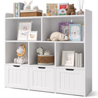 Bealife AP81 Meuble de rangement pour jouets et livres d'enfants, avec compartiments ouverts et tiroirs coulissants à roulettes