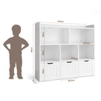 Bealife AP81 Meuble de rangement pour jouets et livres d'enfants, avec compartiments ouverts et tiroirs coulissants à roulettes