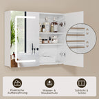 Bealife AP84 Armoire de toilette à LED avec éclairage, 70 cm, armoires de salle de bain avec 3 couleurs de lumière et fonction de gradation