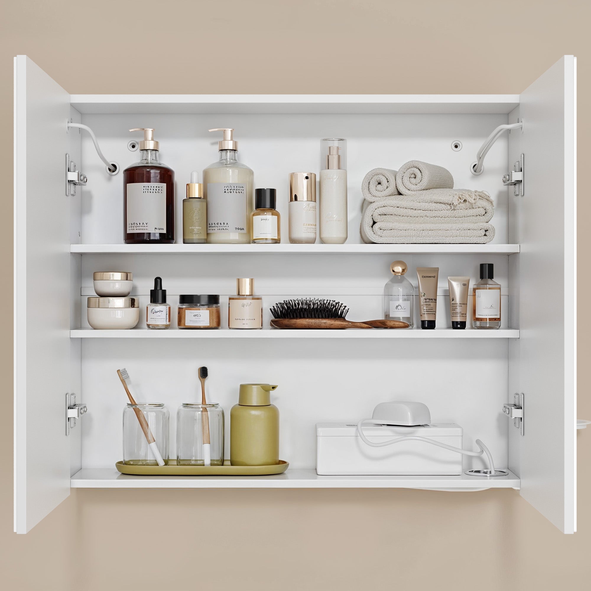 Bealife AP84 Armoire de toilette à LED avec éclairage, 70 cm, armoires de salle de bain avec 3 couleurs de lumière et fonction de gradation