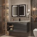 Bealife AP85 Armoire de Toilette LED avec Éclairage, Armoire de Salle de Bain de 80 cm avec 3 Couleurs de Lumière et Fonction de Gradation