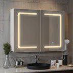 Bealife AP85 Armoire de Toilette LED avec Éclairage, Armoire de Salle de Bain de 80 cm avec 3 Couleurs de Lumière et Fonction de Gradation