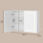 Bealife AP85 Armoire de Toilette LED avec Éclairage, Armoire de Salle de Bain de 80 cm avec 3 Couleurs de Lumière et Fonction de Gradation