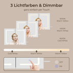 Bealife AP85 Armoire de Toilette LED avec Éclairage, Armoire de Salle de Bain de 80 cm avec 3 Couleurs de Lumière et Fonction de Gradation