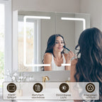 Bealife AP85 Armoire de Toilette LED avec Éclairage, Armoire de Salle de Bain de 80 cm avec 3 Couleurs de Lumière et Fonction de Gradation