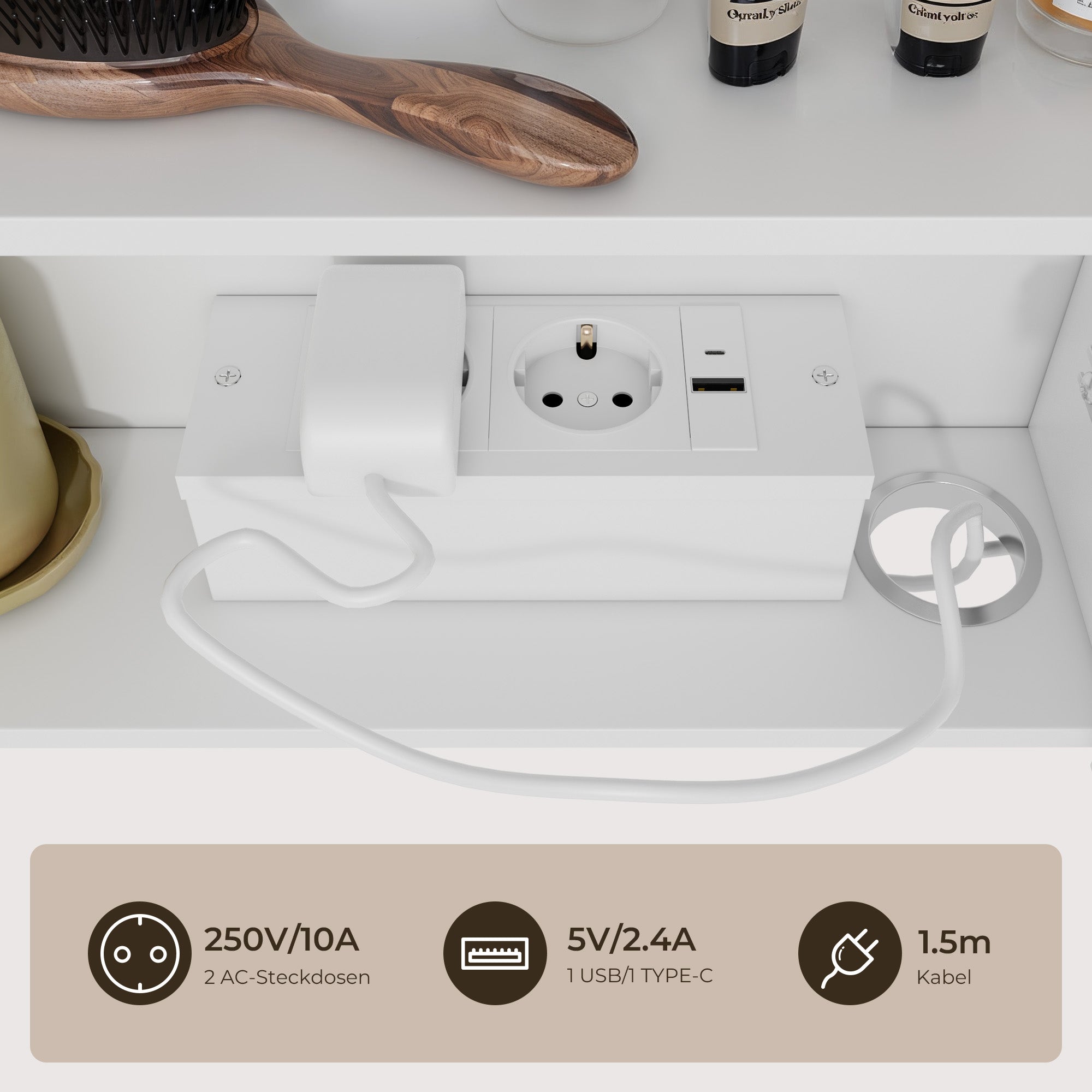 Bealife AP85 Armoire de Toilette LED avec Éclairage, Armoire de Salle de Bain de 80 cm avec 3 Couleurs de Lumière et Fonction de Gradation