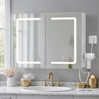 Bealife AP85 Armoire de Toilette LED avec Éclairage, Armoire de Salle de Bain de 80 cm avec 3 Couleurs de Lumière et Fonction de Gradation
