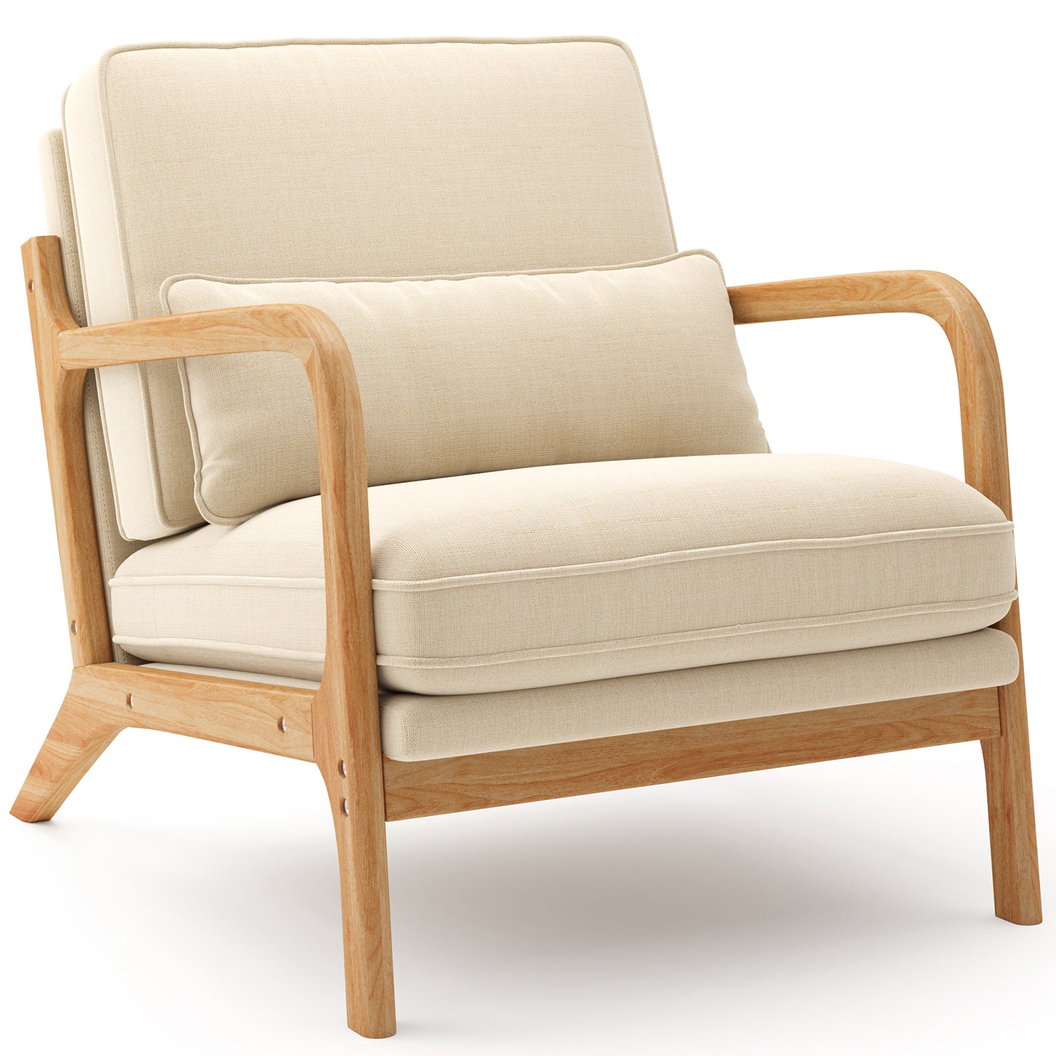 Bealife AR16 Fauteuil de salon, Fauteuil en bois avec rembourrage et dossier réglable pour la détente