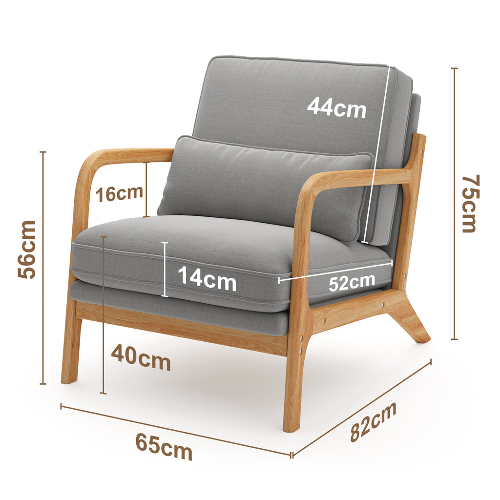 Bealife AR16 Fauteuil de salon, Fauteuil en bois avec rembourrage et dossier réglable pour la détente