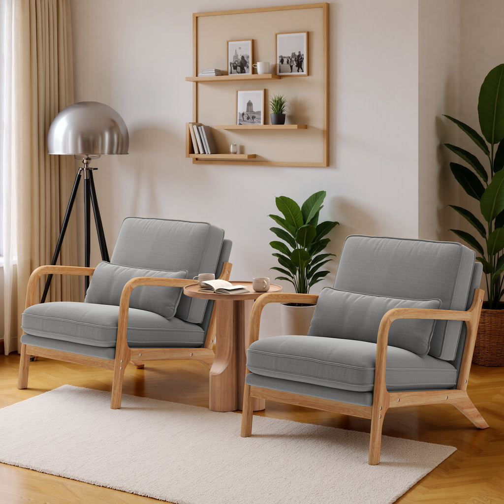 Bealife AR16 Fauteuil de salon, Fauteuil en bois avec rembourrage et dossier réglable pour la détente