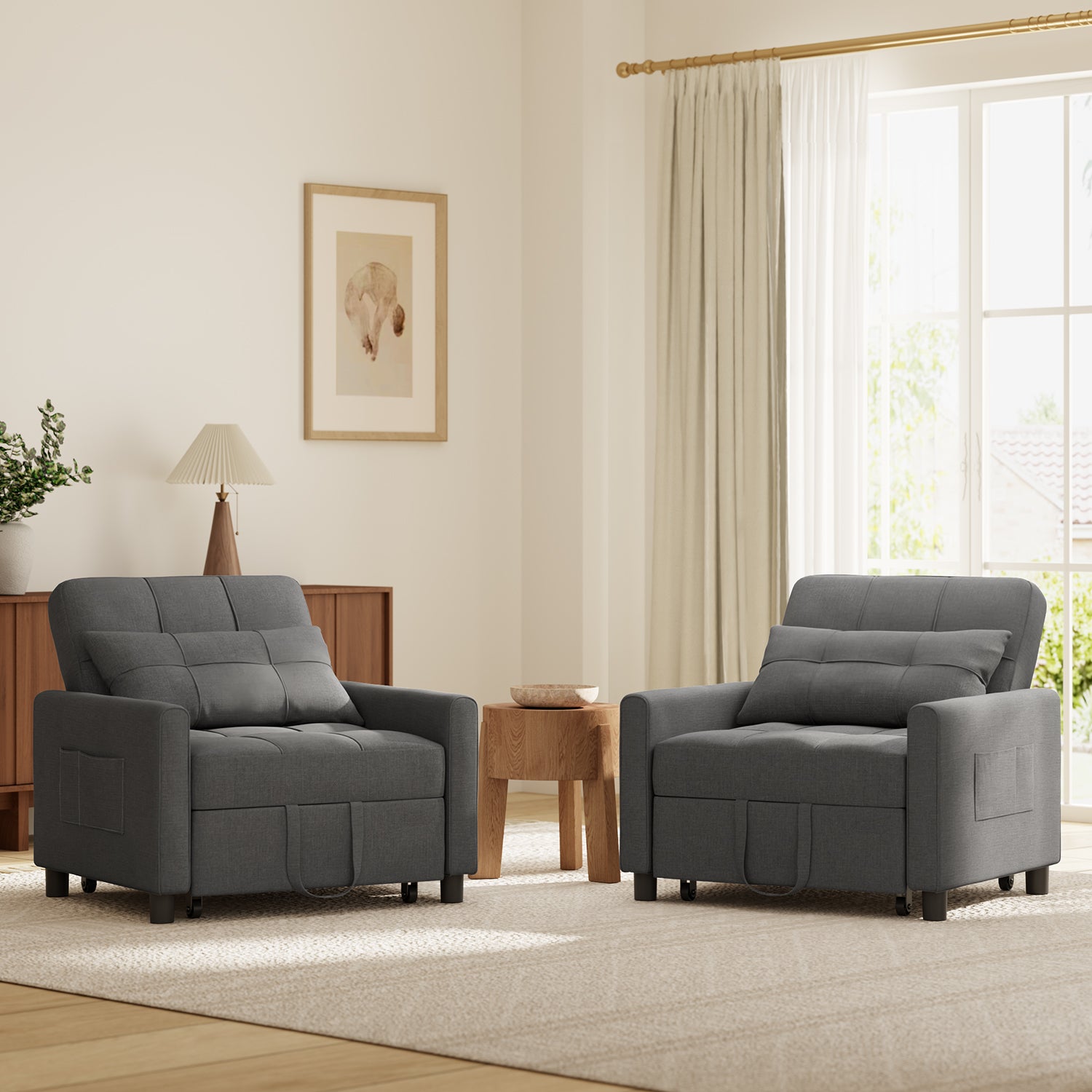Bealife AR24 Canapé convertible, Lit Chaise 3 en 1, Transat avec fonction couchage, avec oreillers