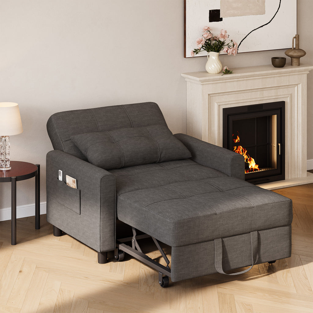 Canapé-lit extensible Bealife AR22 avec roulettes et oreillers - 191×68×44 cm, canapé convertible 3-en-1