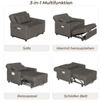 Canapé-lit extensible Bealife AR22 avec roulettes et oreillers - 191×68×44 cm, canapé convertible 3-en-1