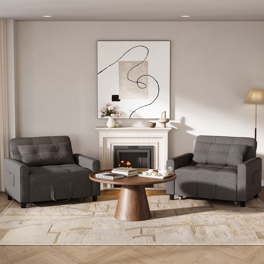 Canapé-lit extensible Bealife AR22 avec roulettes et oreillers - 191×68×44 cm, canapé convertible 3-en-1
