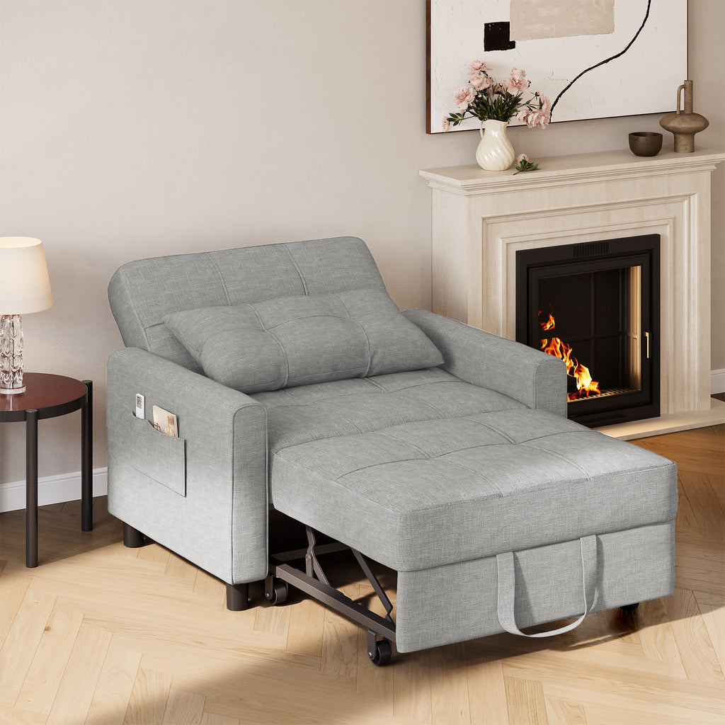 Canapé-lit extensible Bealife AR22 avec roulettes et oreillers - 191×68×44 cm, canapé convertible 3-en-1