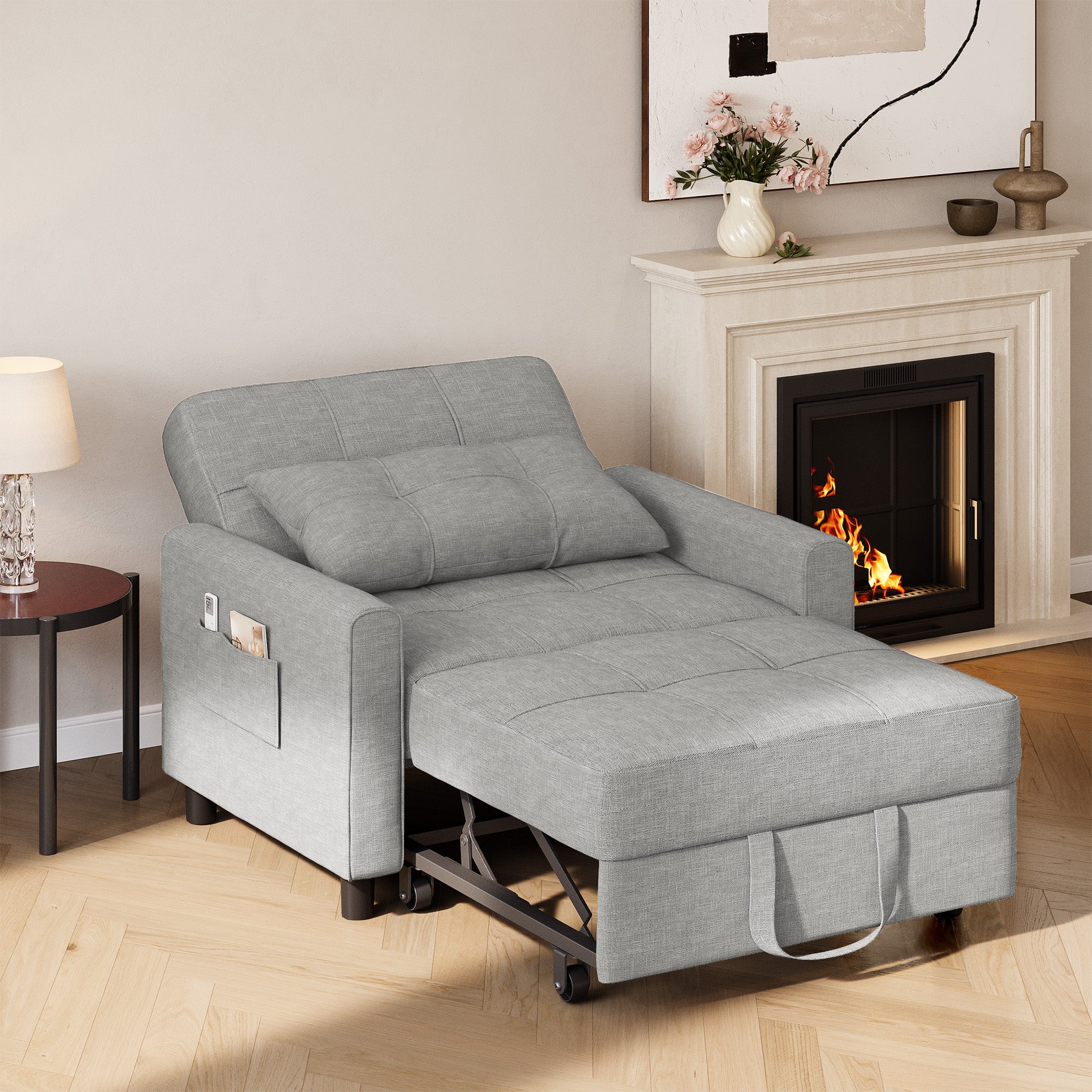 Canapé-lit extensible Bealife AR22 avec roulettes et oreillers - 191×68×44 cm, canapé convertible 3-en-1