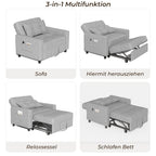 Canapé-lit extensible Bealife AR22 avec roulettes et oreillers - 191×68×44 cm, canapé convertible 3-en-1