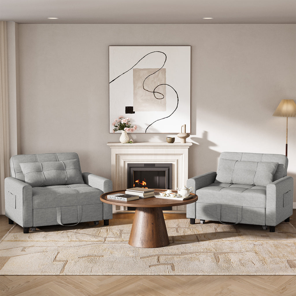 Canapé-lit extensible Bealife AR22 avec roulettes et oreillers - 191×68×44 cm, canapé convertible 3-en-1