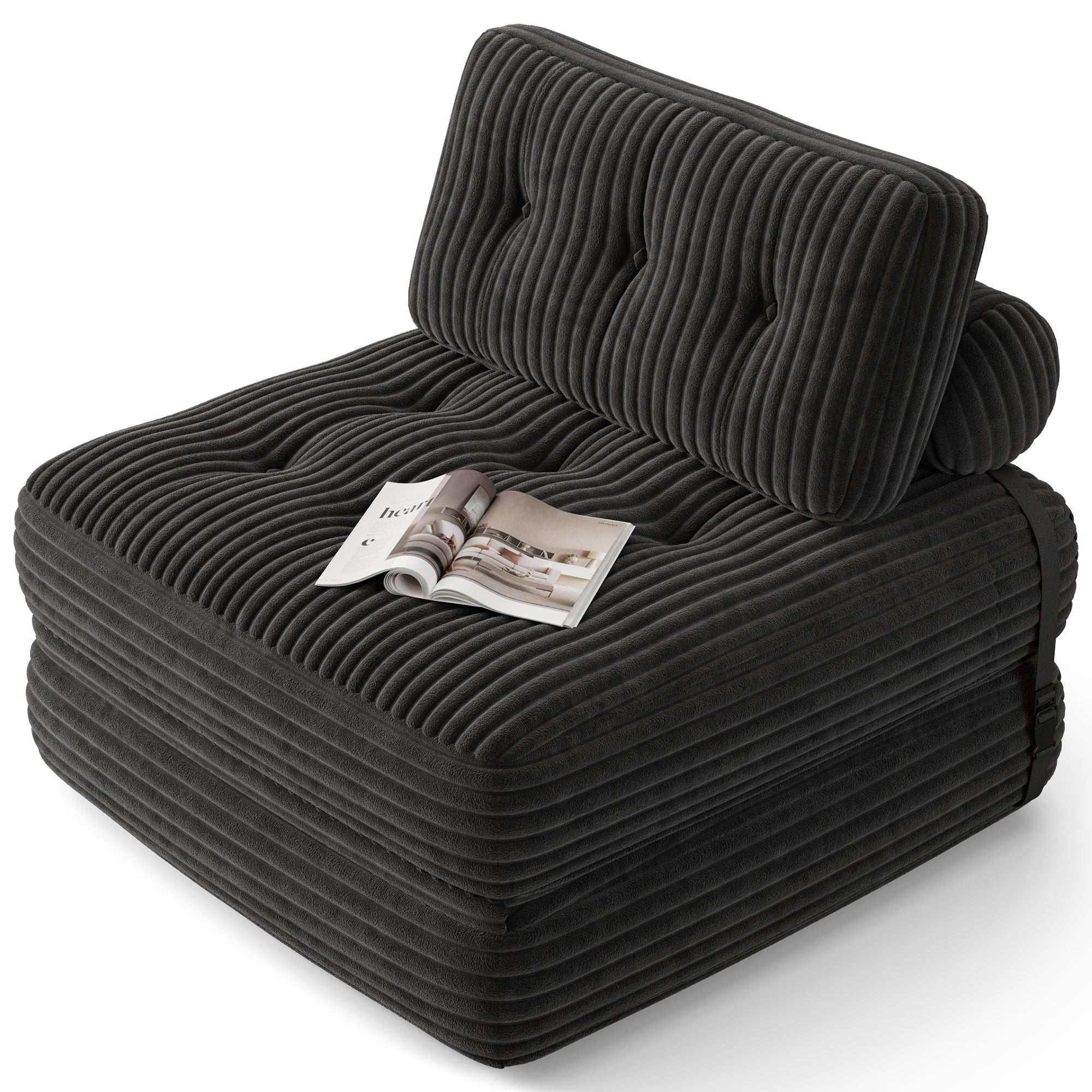 Bealife AR32 Pouf 3 en 1 pliable, canapé futon modulaire, utilisable comme pouf et lit polyvalent pour les petits espaces