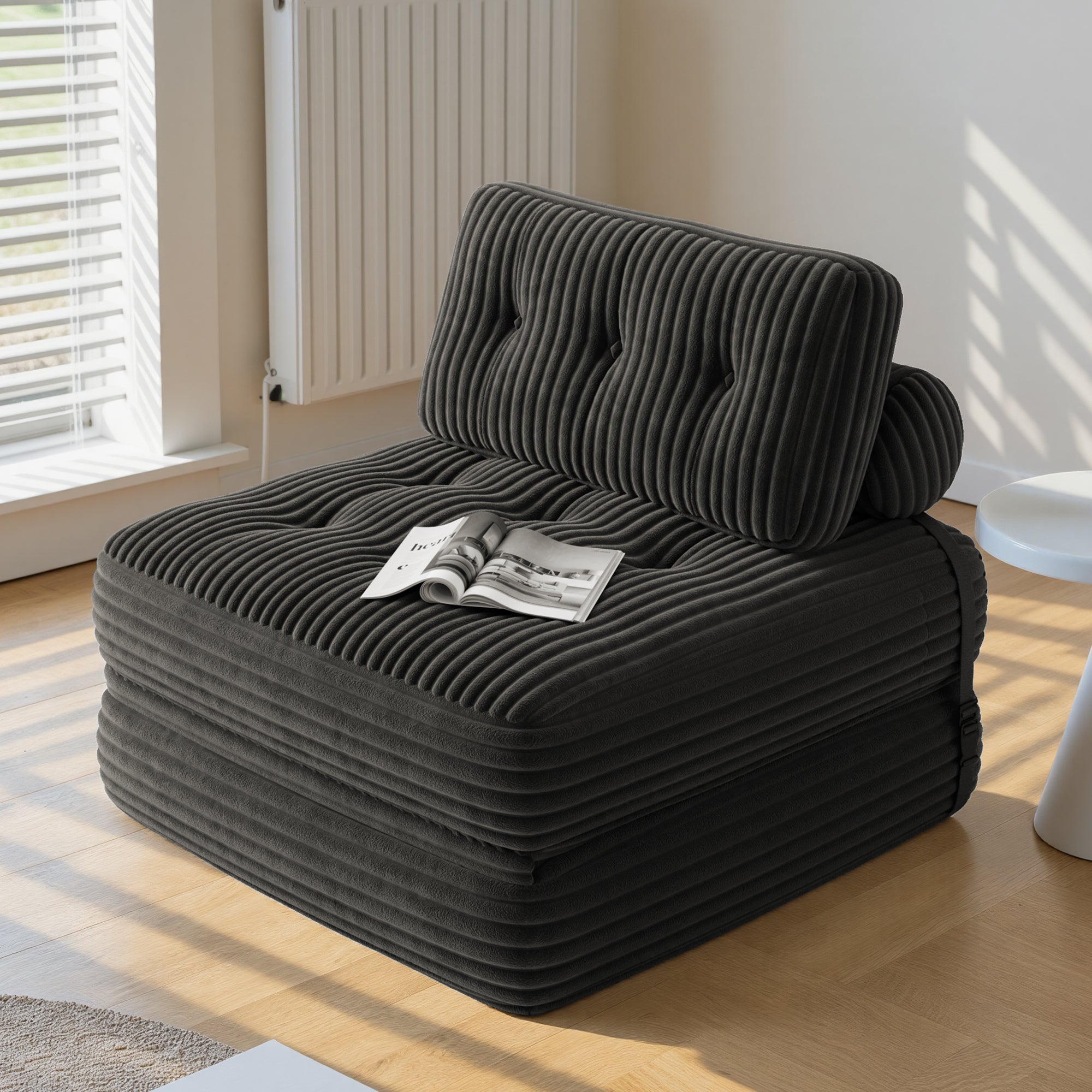 Bealife AR32 Pouf 3 en 1 pliable, canapé futon modulaire, utilisable comme pouf et lit polyvalent pour les petits espaces