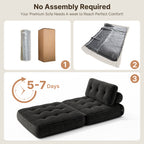 Bealife AR32 Pouf 3 en 1 pliable, canapé futon modulaire, utilisable comme pouf et lit polyvalent pour les petits espaces