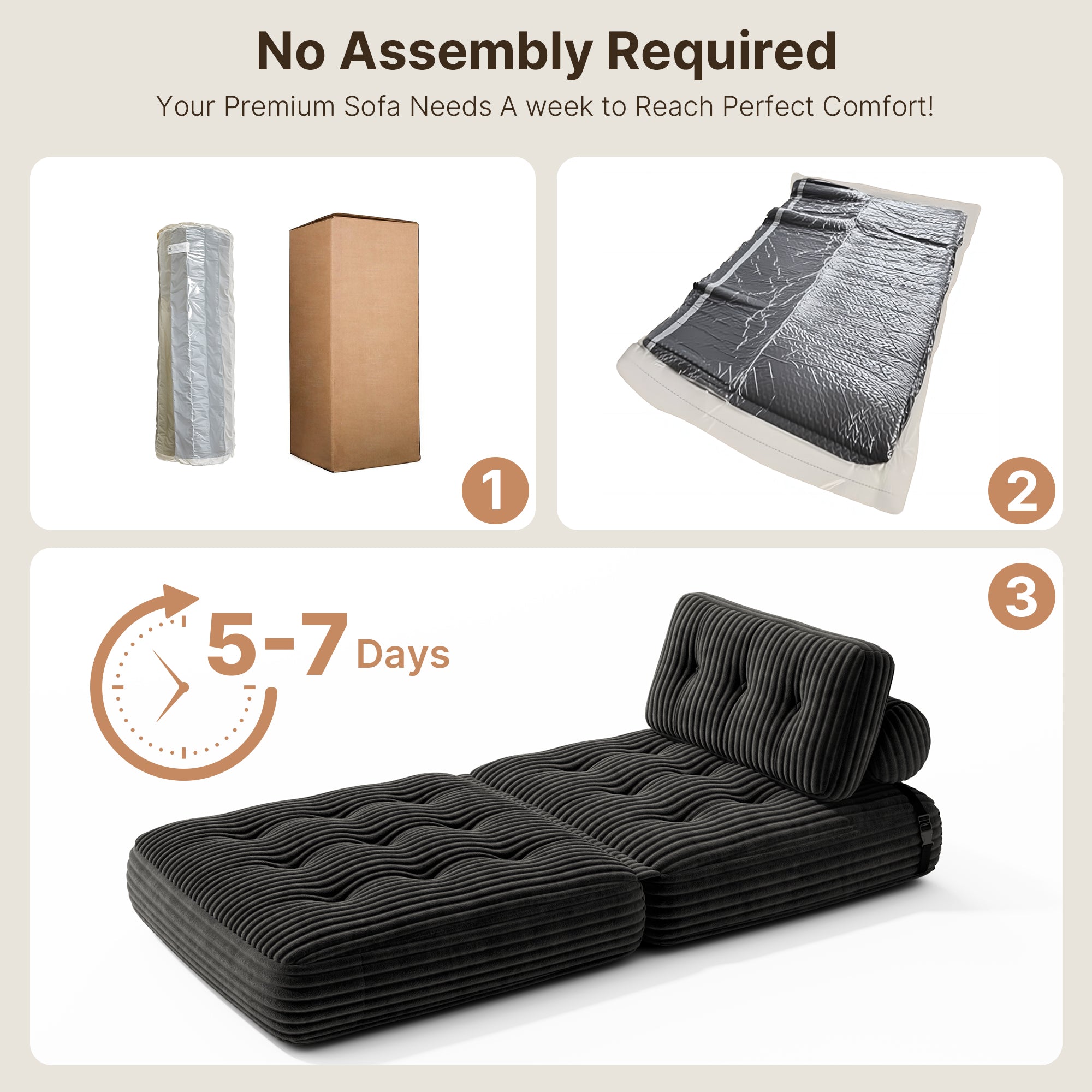 Bealife AR32 Pouf 3 en 1 pliable, canapé futon modulaire, utilisable comme pouf et lit polyvalent pour les petits espaces