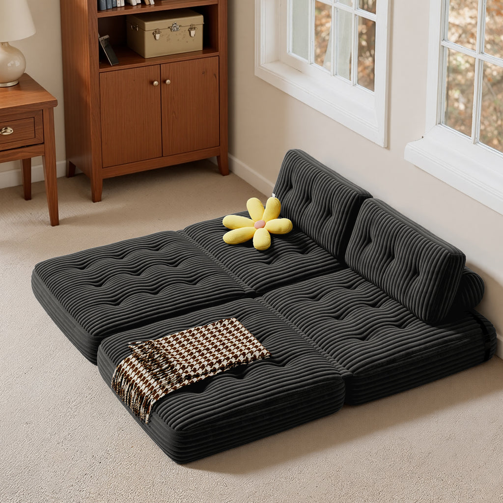 Bealife AR32 Pouf 3 en 1 pliable, canapé futon modulaire, utilisable comme pouf et lit polyvalent pour les petits espaces