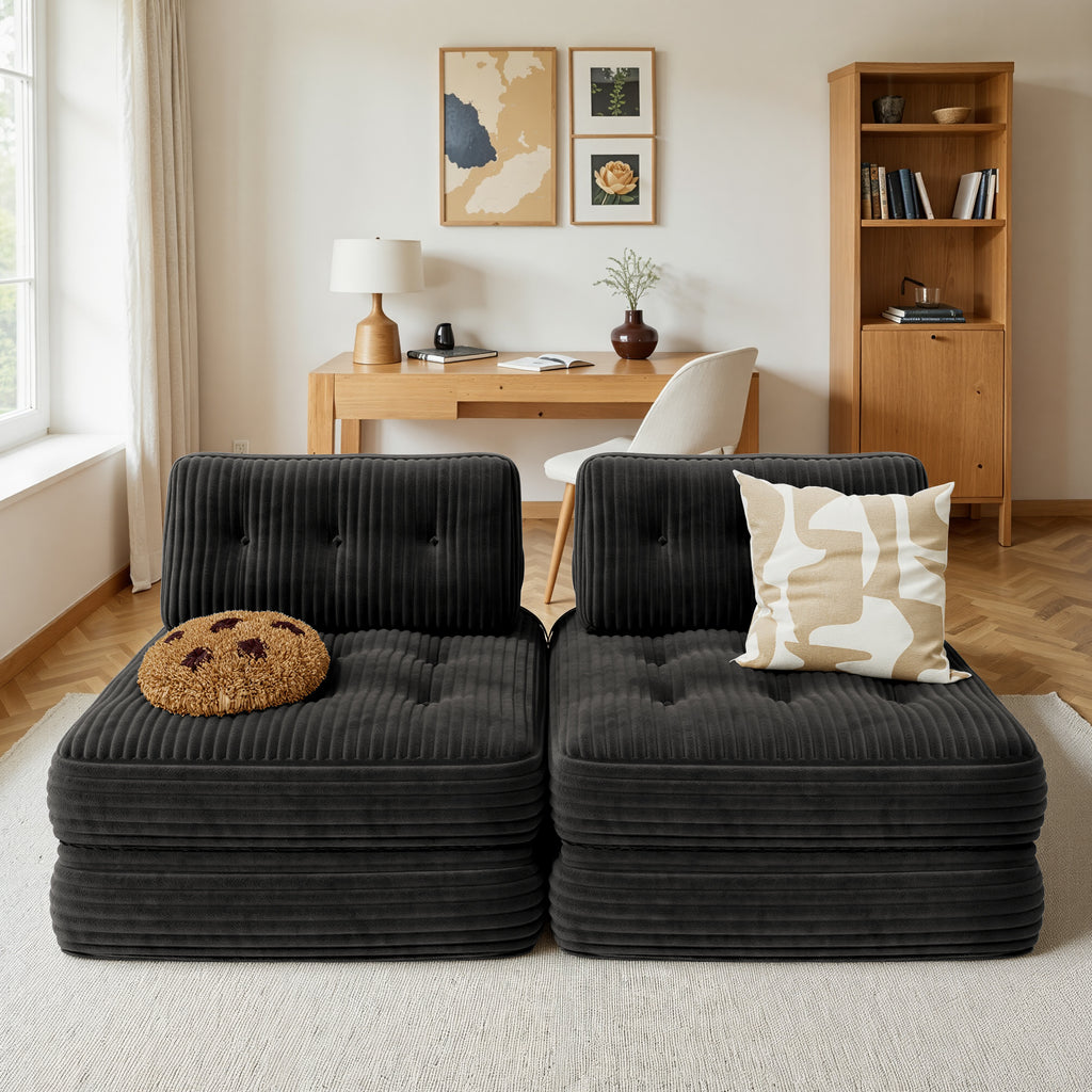 Bealife AR32 Pouf 3 en 1 pliable, canapé futon modulaire, utilisable comme pouf et lit polyvalent pour les petits espaces