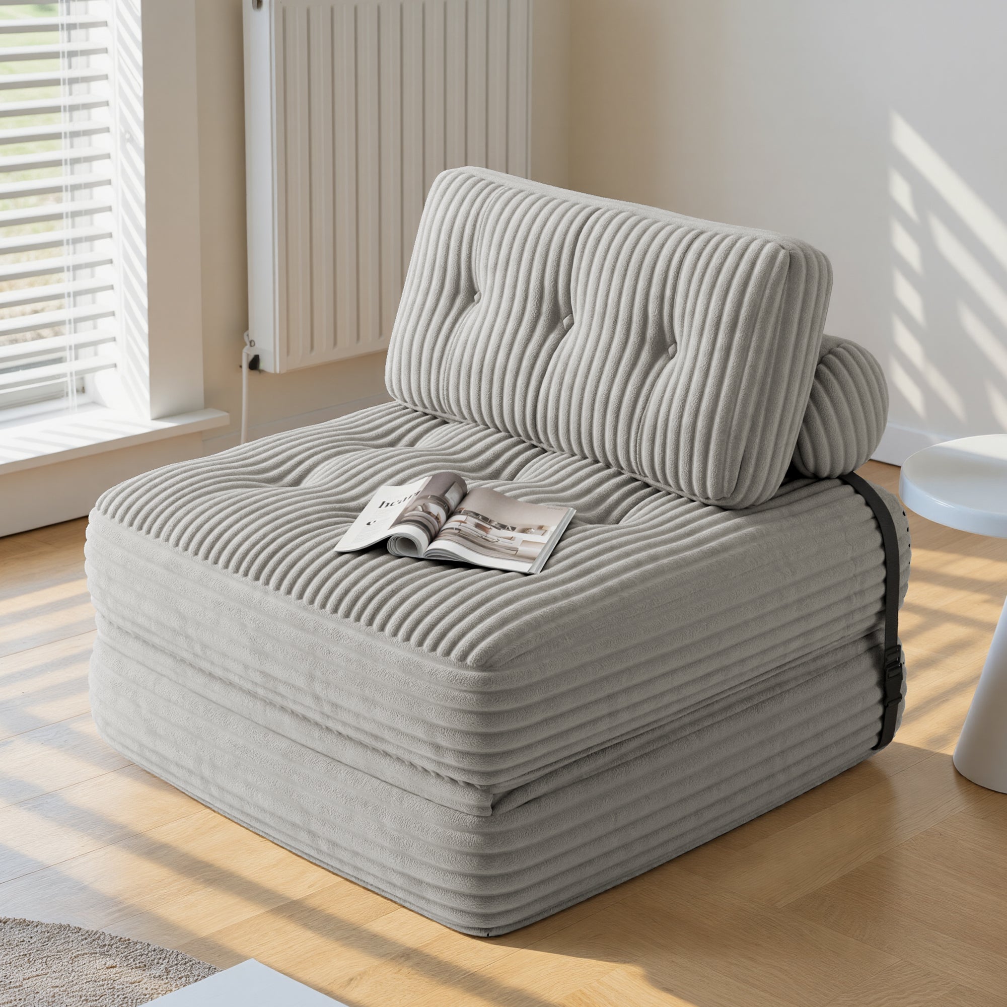 Bealife AR32 Pouf 3 en 1 pliable, canapé futon modulaire, utilisable comme pouf et lit polyvalent pour les petits espaces