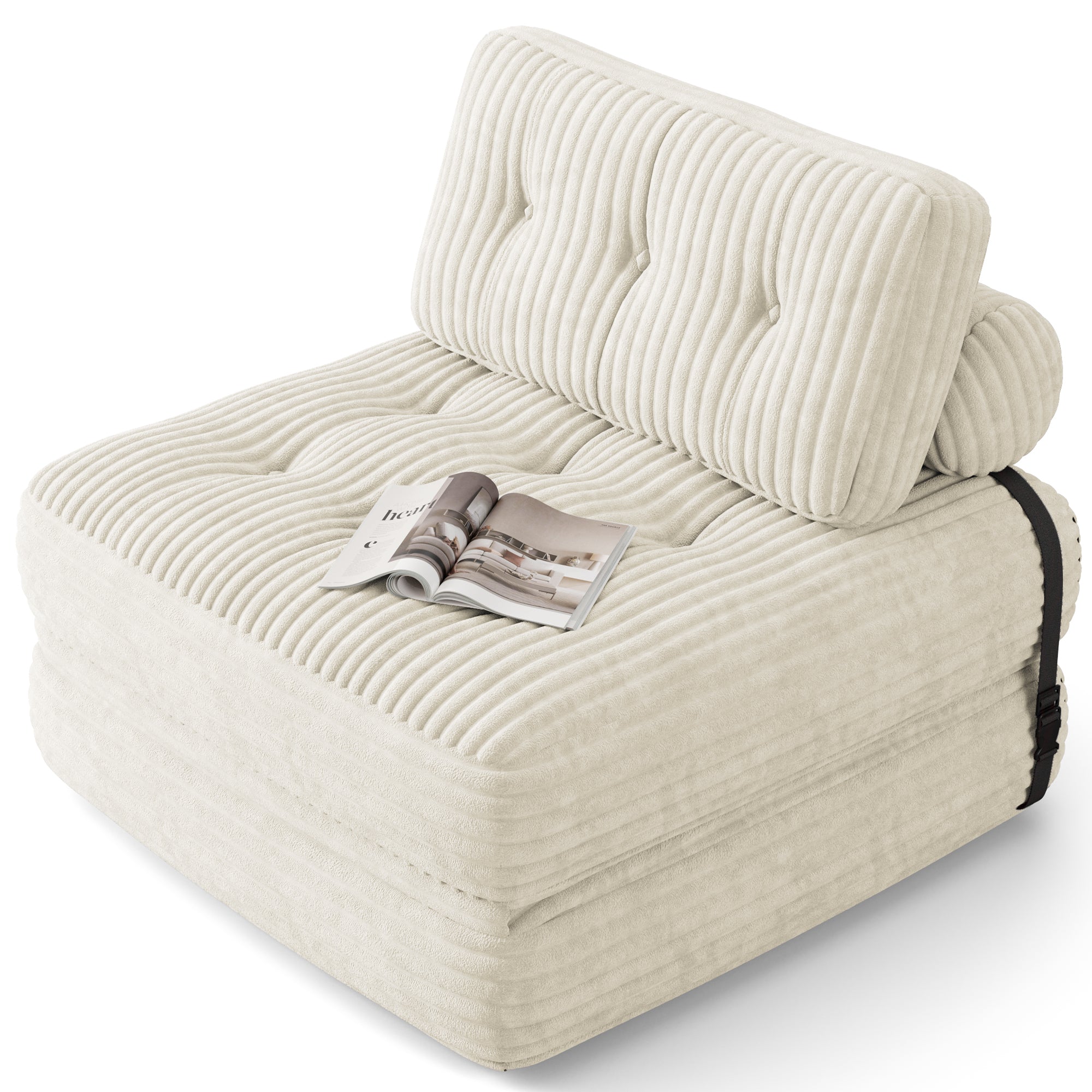 Bealife AR32 Pouf 3 en 1 pliable, canapé futon modulaire, utilisable comme pouf et lit polyvalent pour les petits espaces