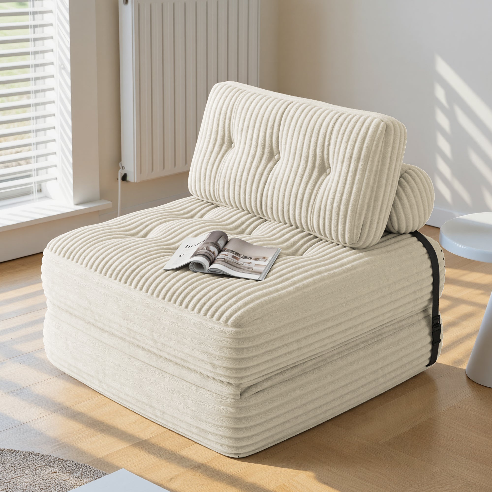 Bealife AR32 Pouf 3 en 1 pliable, canapé futon modulaire, utilisable comme pouf et lit polyvalent pour les petits espaces