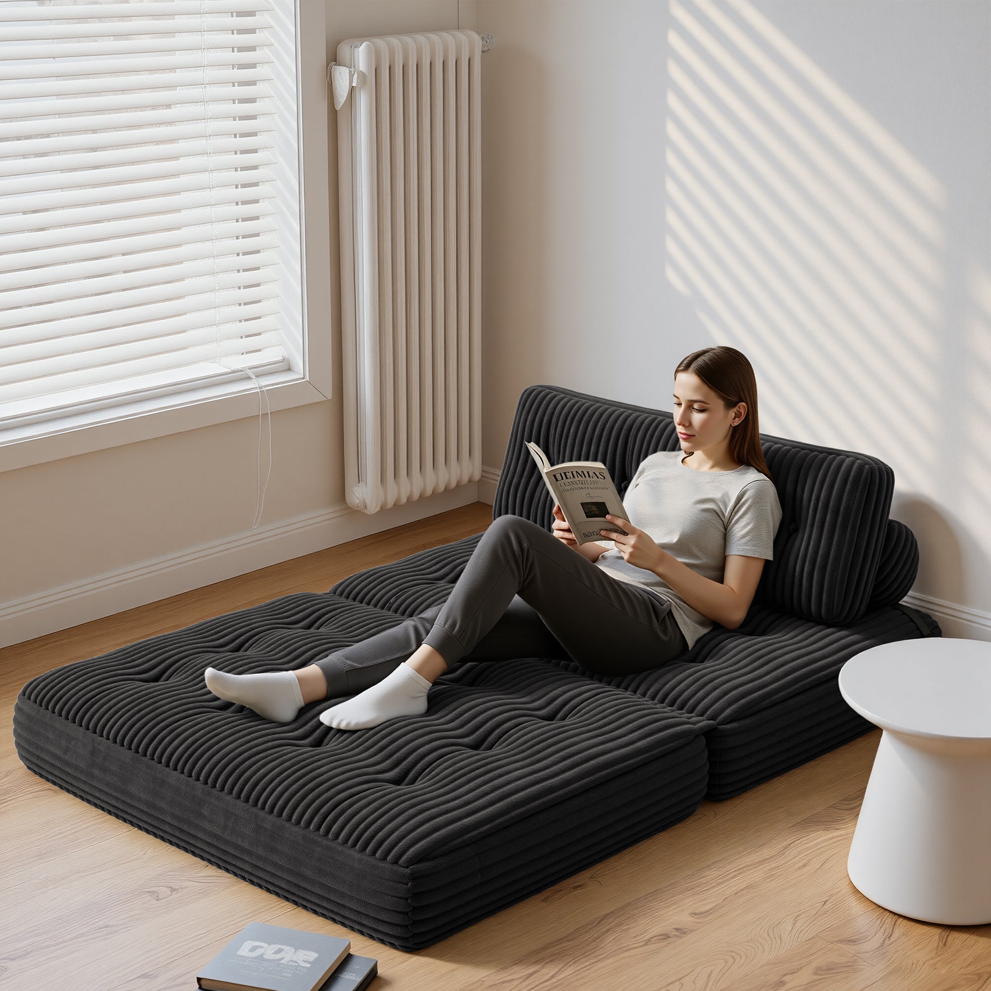 Bealife AR33 Pouf pliable 3 en 1, canapé 2 places, fauteuil et lit d'appoint – Idéal pour les petits espaces