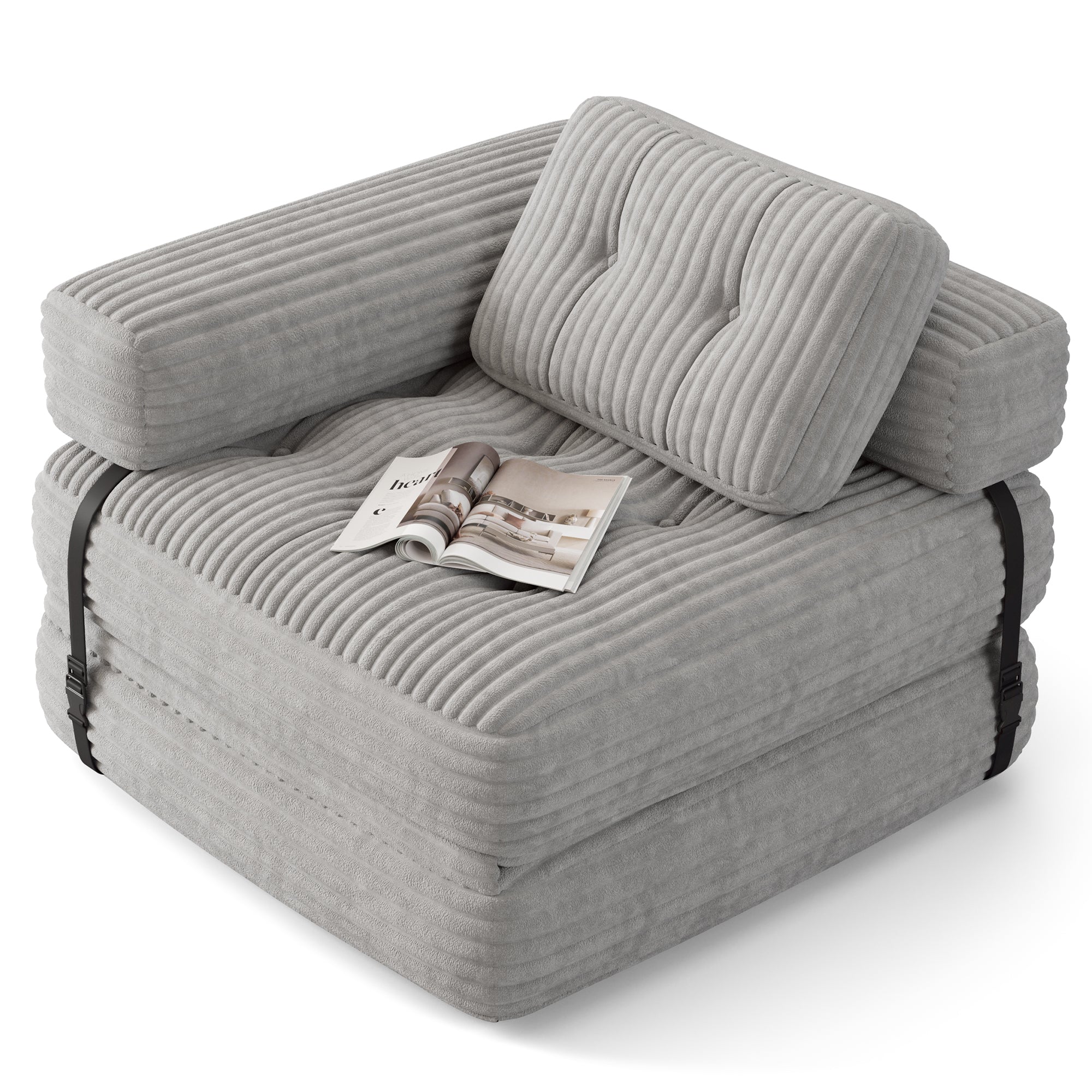 Bealife AR34 canapé pliable 3 en 1, pouf et lit d'appoint. Polyvalent, confortable et peu encombrant – parfait comme canapé-lit pliable pour les petits espaces, les salons et les chambres d'amis.